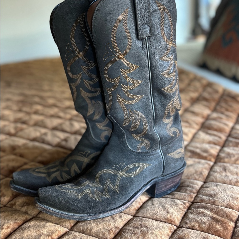 Lucchese Black and Brown Heeled Boots